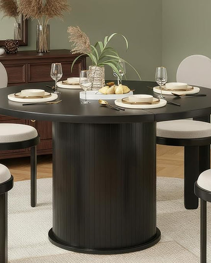 Farini 43" Round Dining Table for 4-6,Modern Kitchen Room Table with Wood Top & Sturdy Metal Base,Black