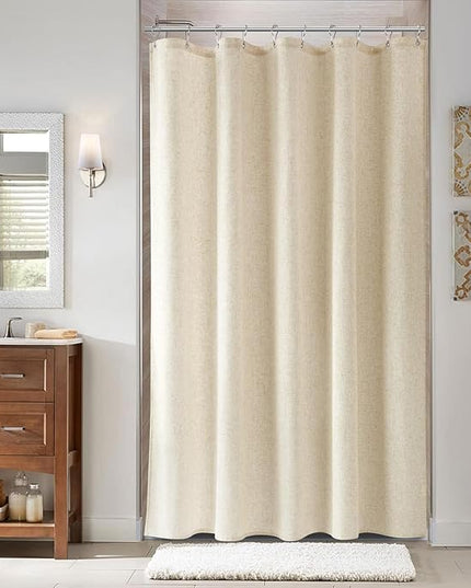 Naturoom Beige Linen Shower Curtain, Textured Fabric Shower Curtains for Bathroom Modern Farmhouse Neutral Tone Premium Quality Fabric Bohemian Rustic Cottage Country Bathroom Decor, Cream, 60 x 72