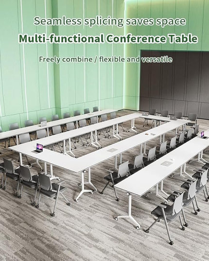 2Pack Folding Conference Table with Wheels & Flip Top - Business Mobile Meeting Table for Office, Training Seminar, Home Use -Space Saving Design, Easy Folding Classroom Table﻿
