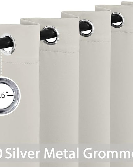 Yakamok Blackout Curtains Room Darkening Thermal Insulated Window Panels,Solid Grommet Top Drapes for Bedroom/Living Room(62Wx96L, Light Beige, 2 Panels)