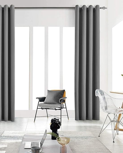 Blackout Curtains for Bedroom Thermal Insulated Light Blocking Room Darkening Curtains Solid Grommet Window Drapes for Living Room, Set of 2 Curtain Panels 42 W x 63 L inch Long Dark Gray