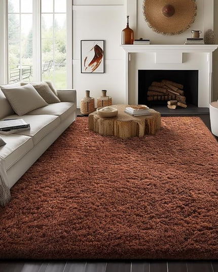 Ophanie 8x10 Brown Area Rugs for Living Room, Large Shag Bedroom Carpet, Big Indoor Thick Soft Shaggy Nursery Rug, Fluffy Carpets for Boy and Girls Room Dorm Home Decor Aesthetic