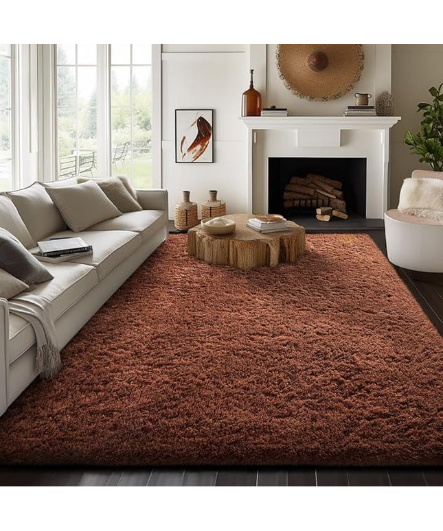 Ophanie 8x10 Brown Area Rugs for Living Room, Large Shag Bedroom Carpet, Big Indoor Thick Soft Shaggy Nursery Rug, Fluffy Carpets for Boy and Girls Room Dorm Home Decor Aesthetic