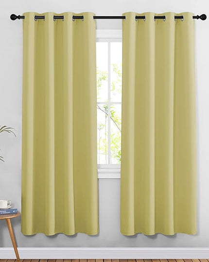 NICETOWN Paler Yellow Room Darkening Doorway Curtains 78 inch Length 2 Panels, Grommet Light Reducing Thermal Insulated Privacy Door Curtains Window Treatments for Bedroom, W52 x L78