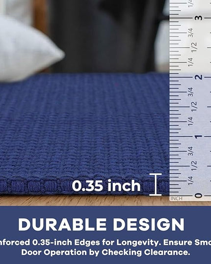 KOZYFLY Runners for Hallways 2x7 ft Washable Kitchen Runner Non Slip Rubber Backed Hall Runners Cotton Entryway Runner Rugs Floor Carpet for Indoor Backdoor Bedroom Kitchen, Royal Blue/Navy