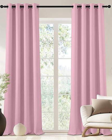NICETOWN Blackout Drapery Curtain Panel 90 inches Long - Window Treatment Thermal Insulated Grommet Blackout Curtain/Drape for Bedroom Living Room (Rouge Pink, 1 Panel, 46 by 90 inches)