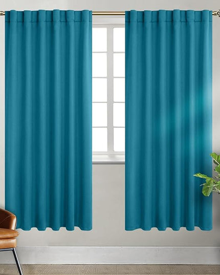 BGment Rod Pocket and Back Tab Blackout Curtains for Bedroom - Thermal Insulated Room Darkening Curtains for Living Room, 2 Window Curtain Panels (52 x 72 Inch, Peacock Blue)