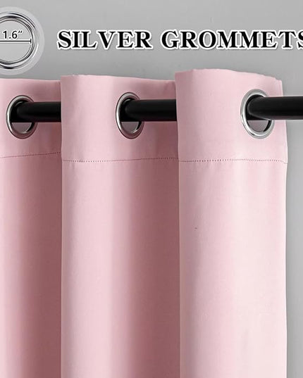 Blush Pink Curtains 108 Inch Length 2 Panels Set, Light Filtering Curtains for Living Room 108 Inch Long, Grommet Energy Saving Semi Sheer Drapes for Bedroom Window(W52 x L108)