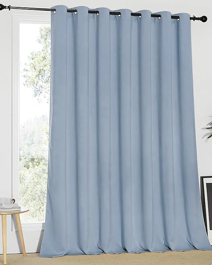 NICETOWN Blackout Patio Curtains 100 x 95 Inches Long for Sliding Door Extral Wide Blackout Curtain Panels Thermal Insulated Room Divider - Grommet Top, 100" W x 95" L, 1 Panel, Vintage Blue