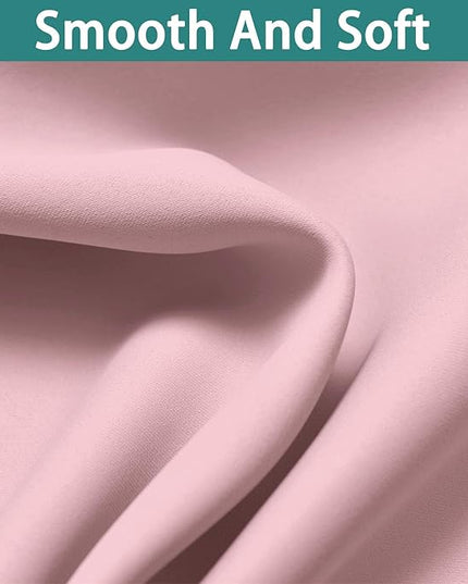 Yakamok 100% Blackout Curtains Energy Saving Thermal Insulated 2 Thick Layers Completely Blackout Drapes with Black Liner for Bedroom (52Wx63L, Pink, 2 Panels)