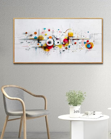 ERQINHUA Abstract Large Canvas Wall Art Living Room Boho Wall Decor For Bedroom Office Decorations Geometric Wall Paintings Minimalism Pictures Artwork Modern Home Decor Wood Framed 24x48 In