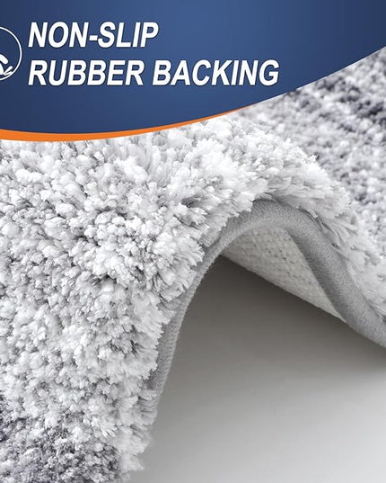 OLANLY Bathroom Rug Set 2 Piece, Soft Absorbent Microfiber Bath Rug Set, Non-Slip, Machine Wash Dry, Plush Shaggy Bath Mats for Bathroom (30"x20"+24"x16", Light Grey)