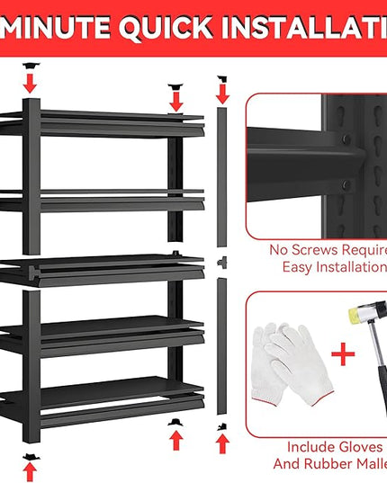 Metal Garage Shelving Unit, Heavy Duty 5-Tier Adjustable Storage Rack, Steel Shelving,3000 lbs Capacity, Industrial Shelves for Heavy Tools and Equipment (5-Tier 77.44" H x39 W x 17.77" D)