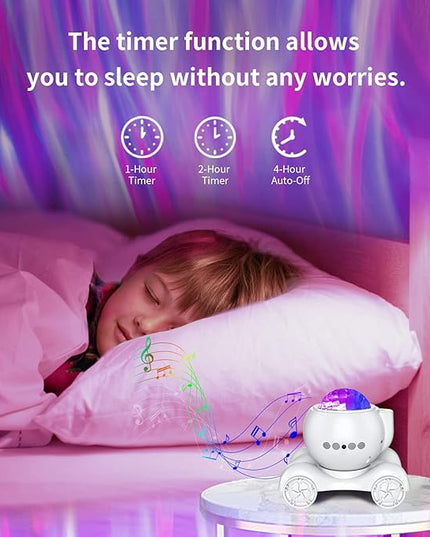 ENOKIK Northern Light Projector, Aurora Star Projector Built-in Bluetooth Speaker, White Noise Machine for Kids Adults, Galaxy Light for Bedroom/Ceiling/Party/Gift (White)