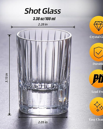 KAMMAK Crystal Whiskey Glasses Set of 2, Handcrafted 3.38oz Liquor Glasses, Luxury Old Fashioned Glasses Stemless, Hand Blown Scotch Cup for Women, Men Barware Gift for Cocktail, Bourbon