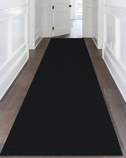 KOZYFLY Washable Runner Rug 3x14 ft Hallway Kitchen Runner Rugs with Rubber Backing Bobo Non Slip Entryway Runner Indoor, Long Carpet Runners for Hall Kitchen Entryway, Black