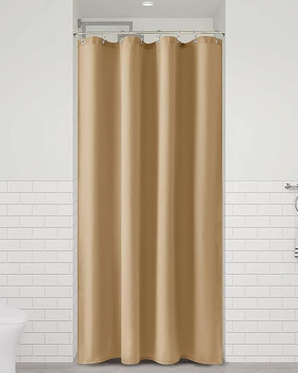 Naturoom Gold Yellow 48 Inch Shower Curtain - Stall Narrow Half Linen Ultra Thick Fabric Shower Curtain Set with Hooks, Boho Farmhouse Rustic RV Camper Bath Curtains for Bathroom, 48x72