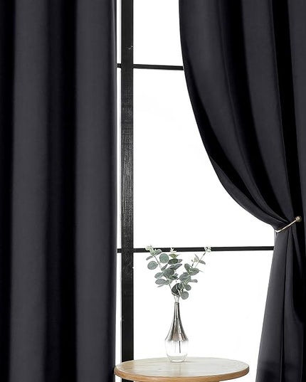 Gwine Black Blackout Curtains for Bedroom 54 Inches Long, Thermal Insulated Room Darkening Curtains for Living Room Each 40" Wx54 L, 2 Panels