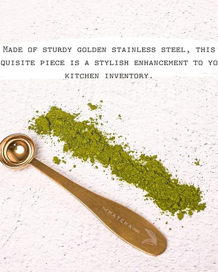 Golden Stainless Steel Matcha Measuring Spoon 1 Gram (1/2 Teaspoon) for Perfect Servings.