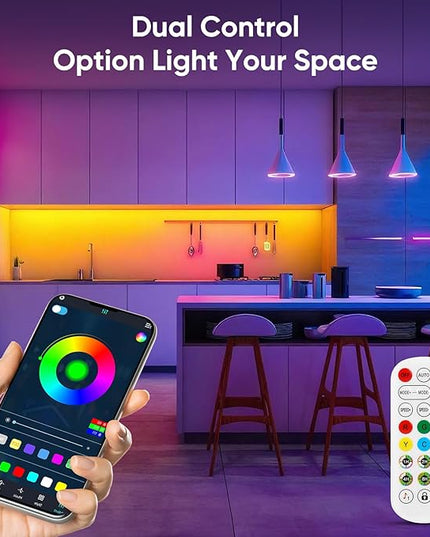 Led Lights for Bedroom IC+RGB 166FT Music Sync Color Changing Led Strip Lights with Remote App Control Led Strip, Led Lights for Room Home Kitchen Decor Party