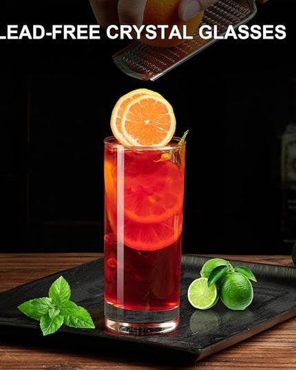 PARACITY Highball Glasses Set of 4, Drinking Glasses 10 Oz, Clear Glass Cups, Tall Tumbler Water Glasses, Glassware Set for Cocktail, Coffee, Mojitos