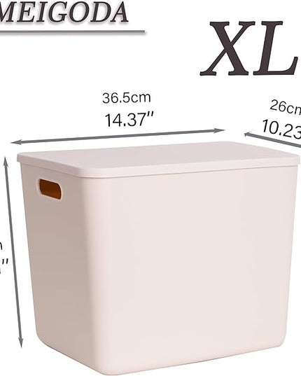 Plastic Storage Bins with lids,Storage Baskets,Container with handle,Storage Organizer Bins for Shelves,Office,Bedrooms,Closets, Cabinets(Grey，4XL)