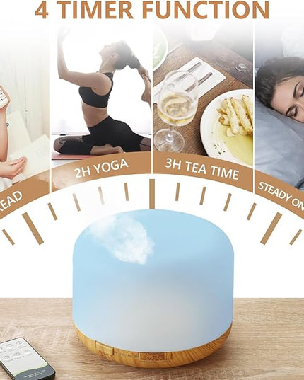 SACATR Essential Oil Diffusers for Home with 36 Oil Diffuser Sets, 500ml Aroma Diffuser for Essential Oils Large Room, Ultrasonic Cool Mist Diffuser Auto Shut-Off 4 Timers 15 Colors (36x5mL)