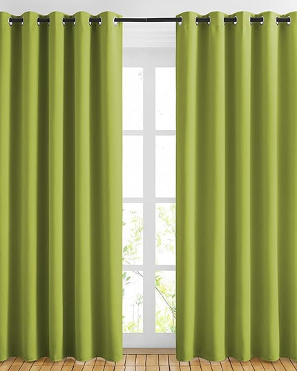 NICETOWN Room Darkening Draperies Curtains Panels - Window Treatment Thermal Insulated Solid Grommet Room Darkening Curtains/Panels/Drapes for Bedroom (Fresh Green, Set of 2, 66 by 84 Inch)