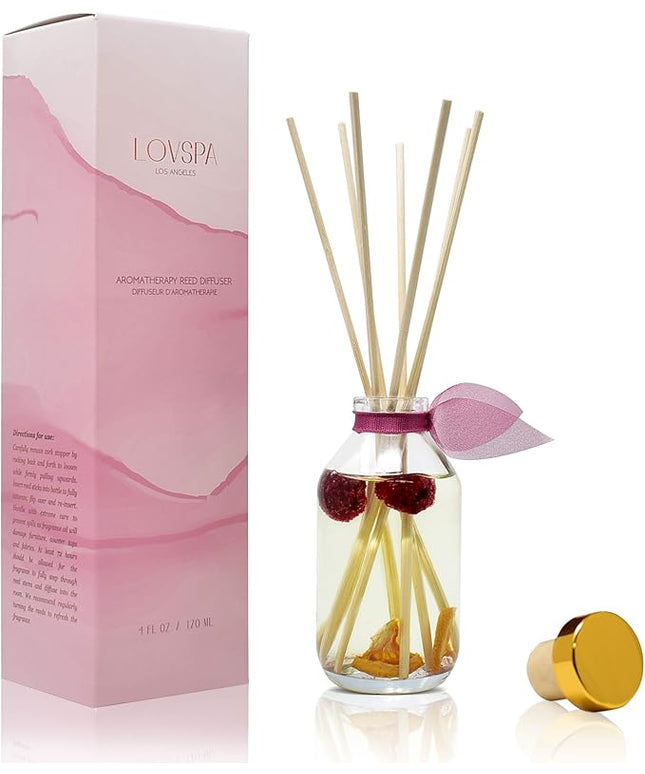 LOVSPA Reed Diffuser Set, Hawaiian Breeze Scented Oil Diffuser with Sticks, Home Fragrance Accessories for Bathroom Shelf Decor, Aroma Diffusers for Home or Office Desk, USA Made