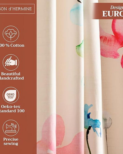 Maison d' Hermine Curtains for Living Room 100% Cotton 108 inch Length One Panel Light Filtering Curtains for Bedroom Windows with Rod and Loop Pockets Drapes (Delphinium Beige, 50" W x 108" L)