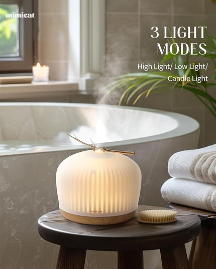 mimicat Quiet Aromatherapy Diffuser Glass: 230ML Ultrasonic Cool Mist Scent for Home with Night Light - Aesthetic for Women Girls