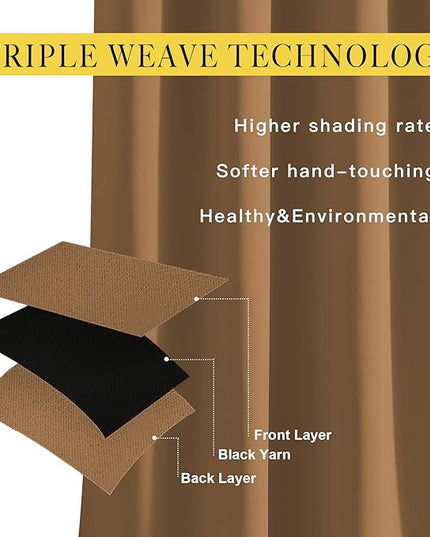 NICETOWN Blackout 78 inch Curtains for Doorway 2 Panels Set, Grommet Thermal Insulated Room Darkening Door Curtains Sound Reducing for Bedroom/Home Office, Gold Brown, W52 x L78