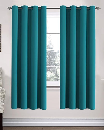 H.VERSAILTEX Solid Turquoise Blue Thermal Insulated Blackout Curtains Nickel Grommet Panels Room Darkening Window Drapes for Bedroom/Living Room 52 x 72 Inch (Set of 2)