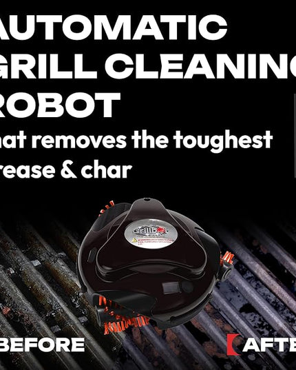 Grillbot Automatic Grill Cleaning Robot with Nylon Brushes, BBQ Grill Cleaner, Grill Brush, Grill Scraper, BBQ Accessories (Black Grillbot + Carry Case)