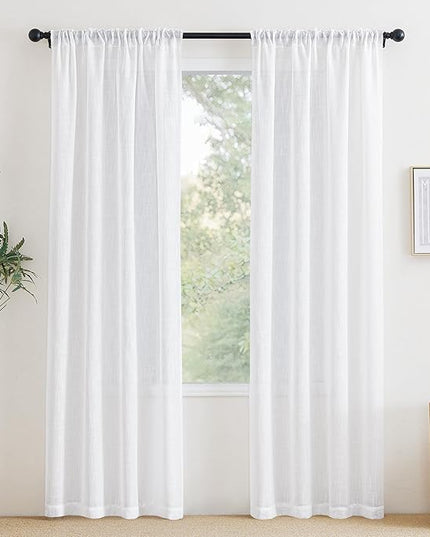 NICETOWN White Sheer Curtains 84 inches Long - Pinch Pleated Rod Pocket & Back Tab Airy & Lightweight Elegant Window Covering with Light Filtering for Bedroom/Living Room (2 Panels, W42 x L84)