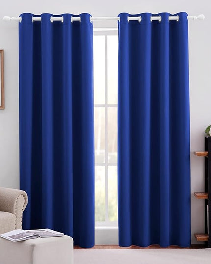 HOMEIDEAS Blackout Curtains for Bedroom 52 X 96 Inch Long 2 Panels Set Royal Blue Room Darkening Curtains/Drapes, Soundproof Thermal Grommet Window Curtains for Living Room