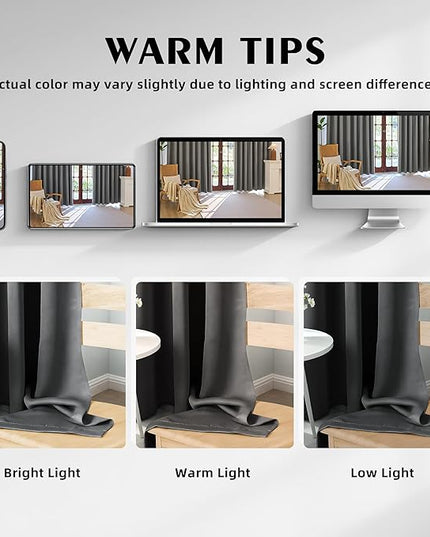 Room Darkening Curtains 54 Inch Length for Bedroom Living Room, Insulated Thermal Grommet Curtain Drapes, Blackout(60-90%,Not 100%) Window Treatment Decor, 2 Panels, 35x54, CharcoalGrey