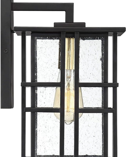 Possini Euro Design Arley Modern Outdoor Wall Light Fixture Black Geometric Frame 12" Seedy Glass for Exterior Barn Deck House Porch Yard Patio Outside Garage Front Door Garden Home Roof Lawn