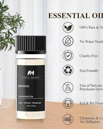 Hotel Scents Diffuser Oil Minhal 50ml - Iris de Nuit Inspired Scent - Luxury Home Fragrance Oil with Rose, Narcissus, Patchouli - Home Luxury Scents Refill for Diffusers - Premium Aroma Oil Refill