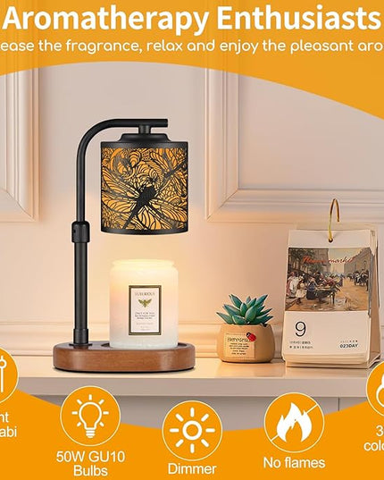 Candle Warmer Lamp with Timer, Electric Candle Lamp Warmer Birthday for Mom Women Home Bedroom Decor Wax Melt Warmer for Scented Wax with Jar Candles (Dragonfly)