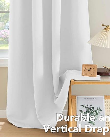 H.VERSAILTEX White Curtains for Bedroom Thermal Insulated Room Darkening Living Room Curtains Grommet Privacy Protection Window Curtain Panels/Drapes for Nursery, 2 Panels, 42x84 Inches, Pure White