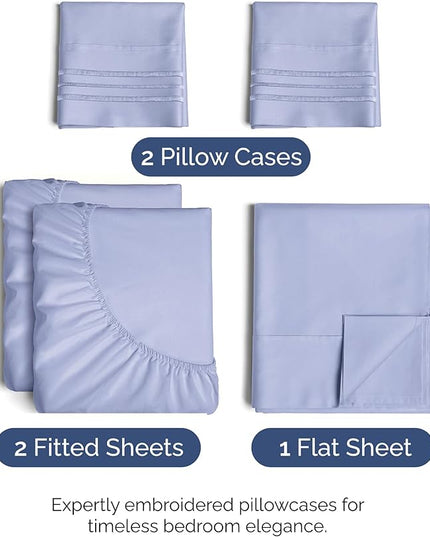 Split King Size 5 Piece Sheet Set - Comfy Breathable & Cooling Bed Sheets Set - Hotel Luxury Bedding for Women, Men, Kids, Teens, Boys & Girls - Deep Pockets, Soft, Wrinkle Free - Oeko-Tex - Lavender
