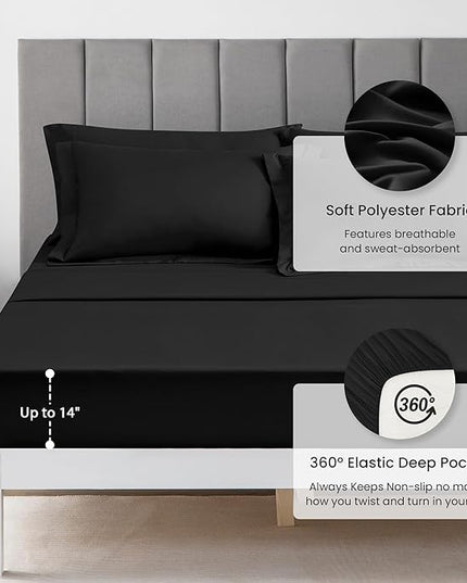 Love's cabin Twin XL Comforter Set Black, 5 Pieces Twin XL Bed in a Bag, All Season Bedding Sets with 1 Comforter, 1 Flat Sheet, 1 Fitted Sheet, 1 Pillowcase and 1 Pillow Sham
