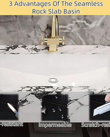 88IN Modern Double Basin Bathroom Vanity Set - Suspended Bathroom Vanity with Sinks includes Smart LED Defogging Mirror Cabinet & Time Display | 2 Drawers & Open Partitions, Wave Panel (Style B)
