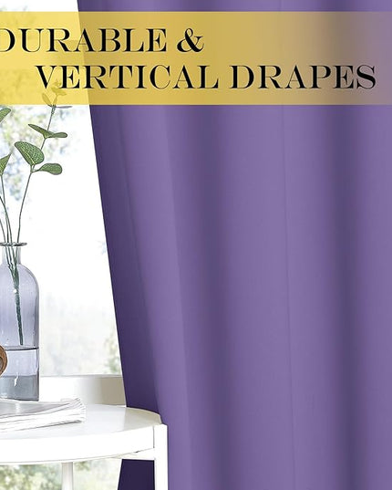 NICETOWN Blackout 108 inch Curtains for Sliding Glass Door, Grommet Thermal Insulated Room Darkening Window Treatment Sound Reducing Drapes for Room Divider, 1 Panel, W52 x L108, Lilac Purple