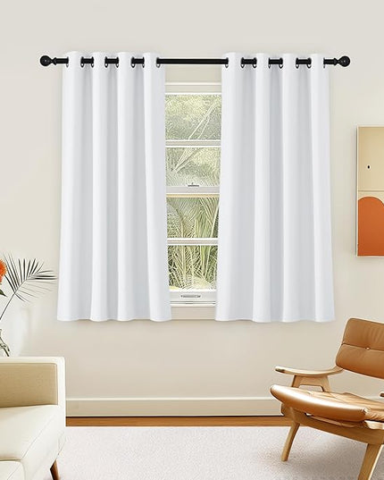NICETOWN Room Darkening Short Curtain 54 inches Long for Living Room, Grommet Sound Reducing Thermal Insulated Curtains for Bedroom Nursery Window, 46W x 54L, 1 Piece, White