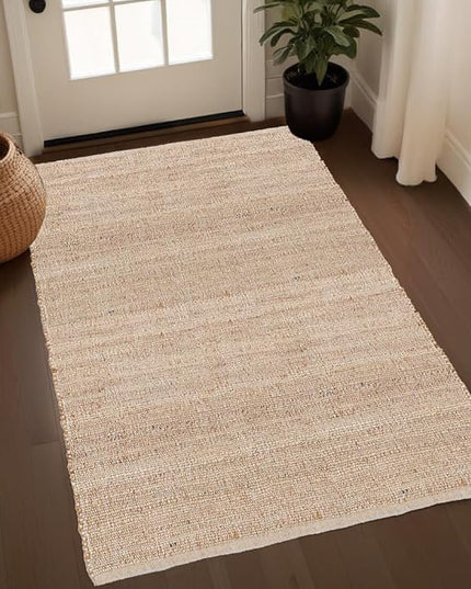 REDEARTH · Jute Cotton Area Rug - 4'x6' Rectangular Rug, Sustainable Handwoven, Non-Shedding, Soft & Durable – Reversible, Neutral Tones for Home Décor in Living Room, Dining Room, Bedroom, Set of 2