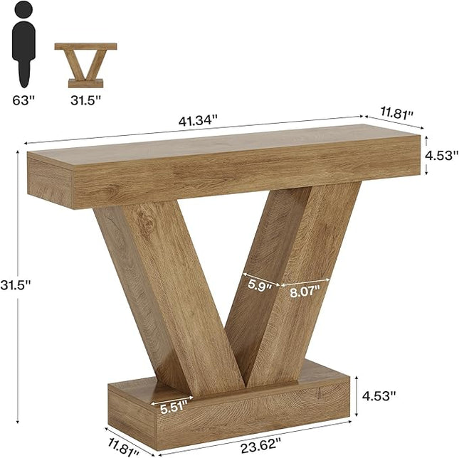 Tribesigns Narrow Console Table, Behind Couch Sofa Small Entryway Table with V-Shaped Legs, Living Room, Hallway, Foyer, Entrance, Brown
