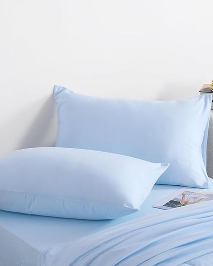 NTBAY Twin Comforter Set with Sheets, 5 Pieces Soft and Breathable Bedding Set, Twin Bed in a Bag, Down Alternative Comforter Set Solid Color All Season, Kids Bedding Set, Aqua