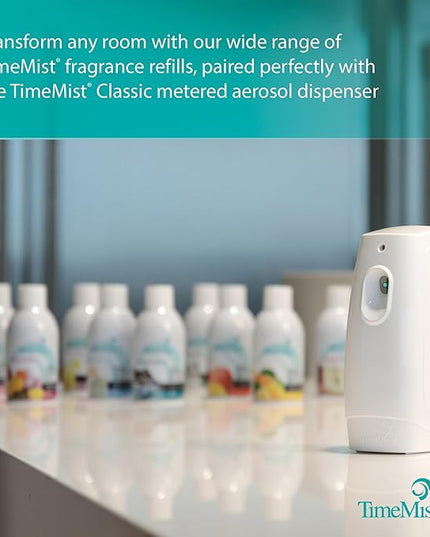 TimeMist Classic Metered Aerosol Air Freshener Fragrance Dispenser - (Case of 6) 1047717 - Great for Odor Control in Kitchen, Bathroom, Locker Room, Breakroom and Washroom